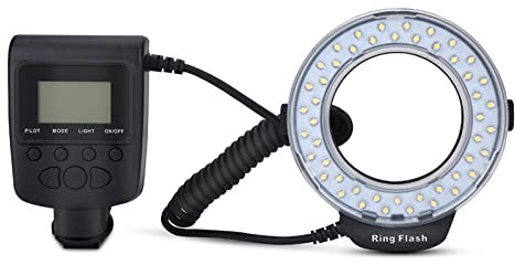 Luz de Flash de Anillo, Flash LED 7 Modos Pantalla LCD de Plástico Portátil Liviana para la Mayoría de Las Cámaras para para para para para