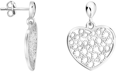 SOFIA MILANI - Boucles d'Oreilles pour Femme en Argent 925 - Boucle d'Oreille Pendantes en Forme de Cœur - E2662
