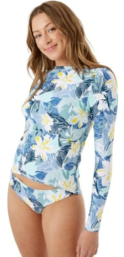 Roxy Women's Long Sleeve Rashguard – UPF 50+ Sun Protection, Quick-Dry Swim Shirt, True Blue, Small