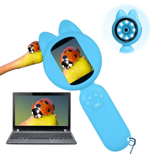 YATOSEEN Microscopio para Niños - Mini Microscopio Digital Portátil de Mano para Niños, Pantalla LCD de 2 Pulgadas con 8 Luces LED, Juguetes Educativos y de Aprendizaje para Niños de 3 a 12 Años
