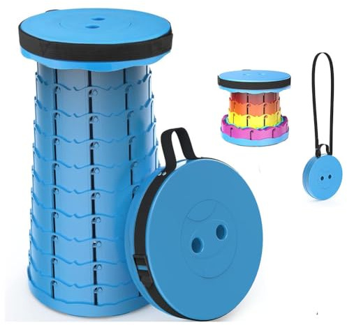 WESAPPINC Upgraded Collapsible Stool, Lightweight & Sturdy,Max 400lbs Portable Retractable Telescoping Stool Foldable Camping Stool for Adults Outdoor Hiking Garden BBQ Fishing (Blue)