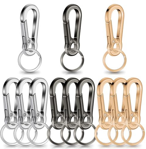 Alethron Karabinerhaken Klein, 9 Stück Karabiner Schlüsselanhänger 3 Farben Metall Karabinerhaken Schlüsselanhänger Klein Karabiner Schlüssel Abnehmbare Schlüsselring Karabiner für Herren Damen