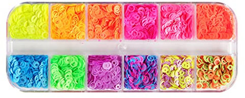 12 Gitter/Box Fluoreszierende Blasen Pailletten Epoxidharz Füllung Hohle Runde Form Scheiben Kunst Flocken Harz Shaker Filler