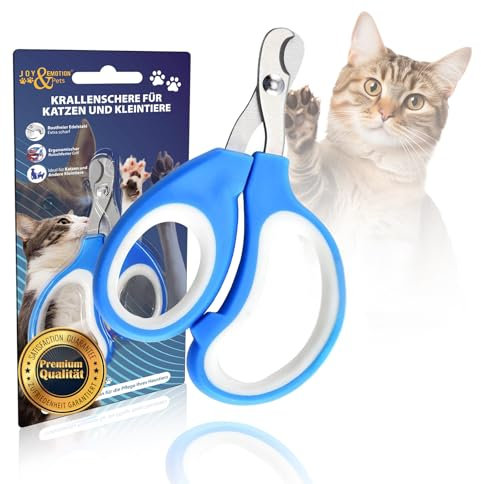 JOY & EMOTION® SUPER KRALLENSCHERE KATZEN, Hunde & Kleintiere | Präzise & Sichere Katzennagelschere für Anfänger | Ergonomisch & Handlich | Rostfreier Stahl, Scharfe Klingen | Profi Krallenpflege