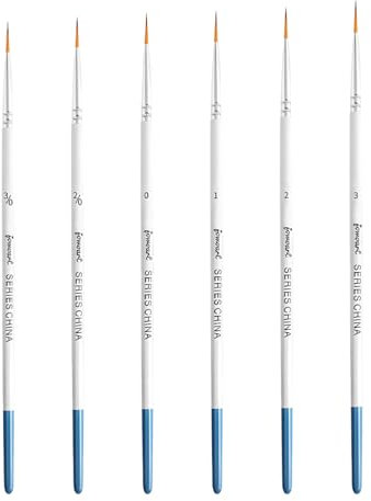 Rigger Brush Set, 6 Piezas de Pinceles Rigger para Pintar Líneas Finas y Largas, Pinceles de Delineado Fino, para Acrílico, Acuarela, Óleo, Manualidades, Pintura de Detalles de Uñas