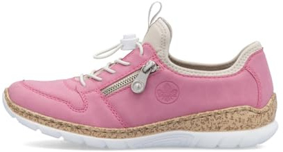Rieker Damen Sneaker N42G0, Damen Low-Tops, herausnehmbare Innensohle, rose, 36 EU