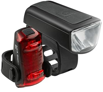 AXA Kit d'éclairage pour vélo Dwn 30 Lux - Rechargeable par USB - 11 Heures d'autonomie - Indicateur de Batterie - Homologué StVZO