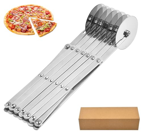 Tagliapasta in acciaio inox, 7 ruote, tagliapizza regolabile, multirotondo, per pizza, torte, pancake, waffle, biscotti