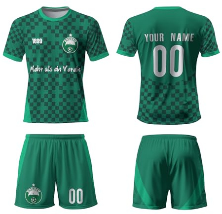 Generisch Werder Fußball Trikot Kinder Set,Bremen Personalisierte Trikot Set mit Eigenem Namen & Nummer,Team -Logo, Fußball Geburtstag Geschenk für Kinder,Herren,Jungen, Atmungsaktiv