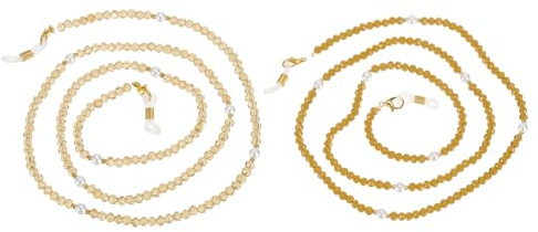 PATIKIL 2 Pcs Cordón Para Gafas Con Cuentas De Cristal, Cordón Ajustable Para Sostener Gafas, Cadena Para Gafas Alrededor Del Cuello Para Y Niñas Gafas De Sol, champagner Gold/Amber