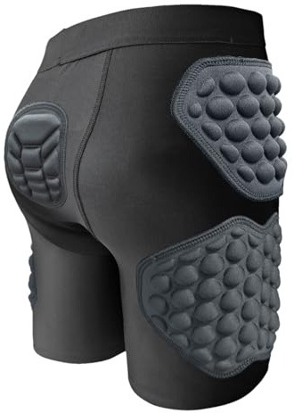 Vadderade unga sportshorts - andningsbara träningsbyxor blå | ungdomsskyddshorts, sportkomprimeringshorts, höftskyddsbyxor | Bekväm skyddskomprimeringsbrist med ergonomisk höftpaddling