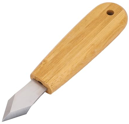 FTVOGUE Herramienta para Tallar Madera, Cortador para Esculpir con Bambusoideae, Cuchillo de Grabado con Hoja de Acero 7CR de 2 Filos para Marcar Madera, Cuero y Plástico