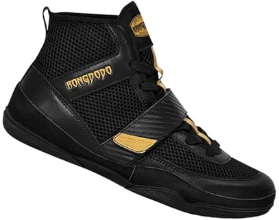 Hixingo Chaussures de Lutte pour Homme Femme 36-46, Chaussures de Boxe avec Antidérapantes Semelles en Caoutchouc Légère et Respirantes pour Boxe, Kickboxing, Lutte (RD66 Noir,38)