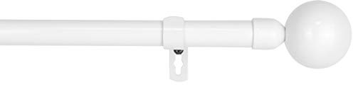 MERCURY TEXTIL-Barra Sencilla Forja Universal Extensible,Barra de Cortinas Decorativa Extensible (Blanco, 120-210cm Bola)