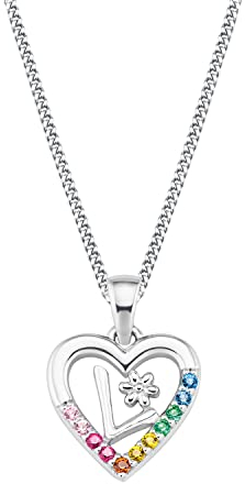 Prinzessin Lillifee Kette mit Anhänger 925 Sterling Silber Mädchen Kinder Halsschmuck, mit Zirkonia synth., 35+3 cm, Silber, L, Kommt in Schmuck Geschenk Box, 2027885