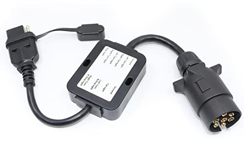 CARROFIX Trailer Light Converter European Round 7-Pin Connector to US 4-Way Flat Pin Plug