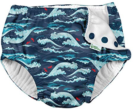 i Play Boys Reusable Absorbent Baby Swim Diapers Navy Tidal Waves 6 Months