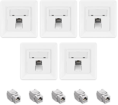 kwmobile Keystone Lot de 5 modules 5 prises réseau, câble CAT 6A blindé, boîtier métal RJ45, 10 Gbit/s