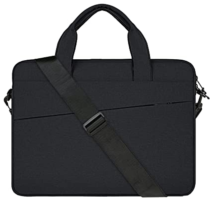 RAINYEAR 15.6 Inch Laptop Sleeve Shoulder Bag Compatible with 15.6 Notebook Computer Chromebook, Polyester Messenger Bag Carrying Case Briefcase for Men Women,Black