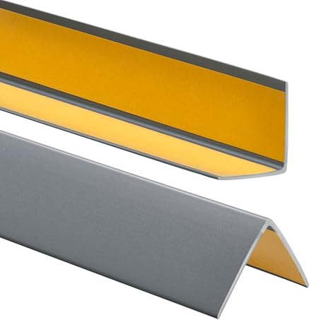 ProfiPVC Cornière PVC 50x50 mm 110cm - Baguette d’angle de protection, profilé d'angle caoutchouc autoadhésif - Protection d'angles et rebords, flexible, facile à installer, Argenté