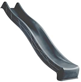 Gartenwelt Riegelsberger Wellenrutsche 290 cm Anthrazit mit Wasseranschluss Anbaurutsche für Podesthöhe 150 cm Kinderrutsche für Spielturm oder Schaukel inkl. Montageschrauben