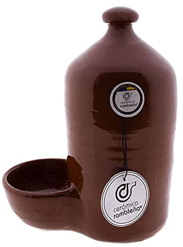 CERÁMICA RAMBLEÑA | Abreuvoir pour Chien | Abreuvoir pour Chats | Abreuvoir Poules Boue Rouge de La Rambla (Cordoue) | Émaillé Miel | 100% Fait à la Main | 8 litres | Eco
