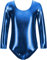 FUREINSTORE Maillot de Danza Ballet Gimnasia Leotardo Body Clásico Brillante Elástico para Niñas de Manga Larga Cuello Redondo para Bailarina (8 Años, Azul)