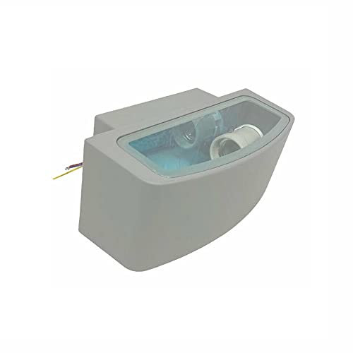 Partenopea® Applique lampada da muro parete in alluminio e vetro per esterno casa locali terrazza IP65 con attacco per lampadine E27 (lampadina esclusa, Grigia)
