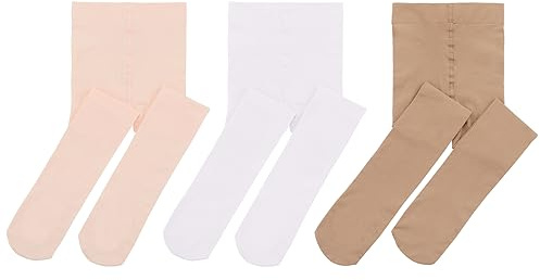 Century Star 3 Pairs Tights for Girls Ballet Tights Dance Toddler Baby Tights Girls Tights School Uniform Leggings Stockings Nude&Ballet Pink&White 6-9 Years