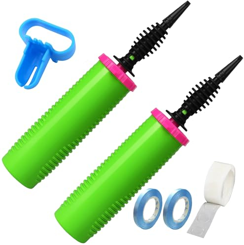 ouyili Ballonpumpe, Handpumpe, Zwei-Wege-Dual-Action-Aufpumpe, 2 Stück und Ballon-Bindewerkzeug in einem, Handluftpumpe, tragbar, manuelle Ballon-Inflatoren für Party mit zusätzlichem Zubehör (grün)