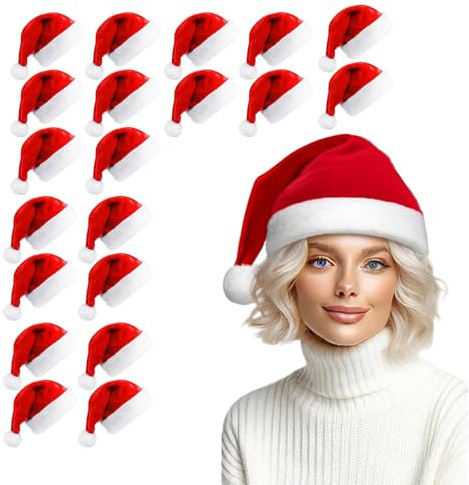 Kembilove Gorros navidad - Gorro santa claus - Gorros de navidad adultos unisex - Regalos navidad - gorro papa noel (Pack 20 Gorros)