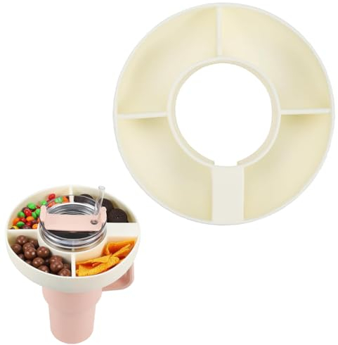 Tomedeks 1 Pièces Bol À Collation pour Stanley Cup, Silicone Gobelet De 40 Oz, Plateau À Snacks, Plateaux À Collations, Passe Au Lave-Vaisselle,Plateau À Collations (Blanc)