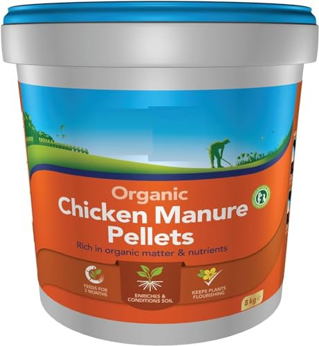 Indigo® Garden Organic Chicken Manure Pellets – 8kg Bucket – Natural Slow-Release Fertiliser for Flowers, Fruits & Vegetables