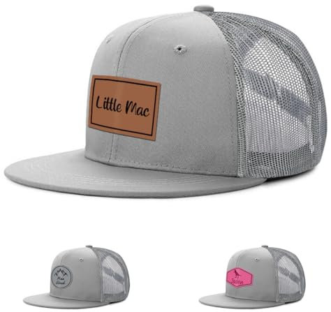 ZOTIMEF Personalisiertes Baby-Baseballkappe - Individueller Name Lederflicken Trucker-Mütze - Verstellbarer Snapback für Säugling, Kind, Erwachsener Hellgrau Netz