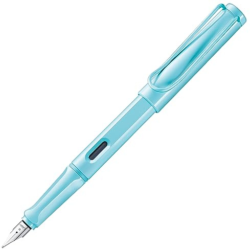 Lamy safari aquasky Füller - Füllhalter mit ergonomischem Griff & polierter Stahlfeder in Strichbreite B - robuster ASA-Kunststoff - inkl. Tintenpatrone T 10 blau - Rechtshänder