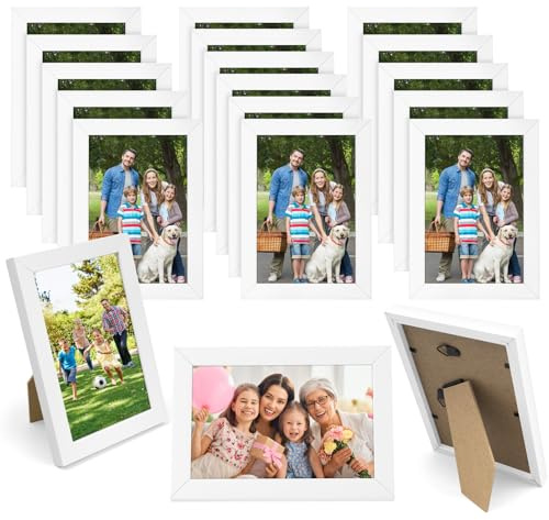 16 Pack White 6x4 Picture Frames, Wood Photo Frames for Wall and Tabletop | Bulk Display Picture Frames for Family Photos, Office Desks, Gallery Walls, Home Decor, Weddings and Gifts