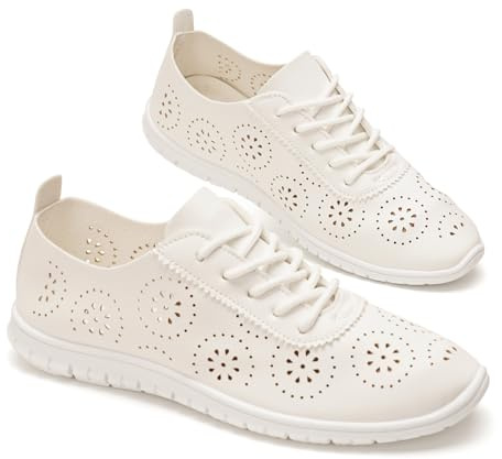 GLAMORA Scarpe da Camminata Donna Sneakers Traforate Estive Leggere Traspiranti Comfort Antiscivolo Suola Flessibile Stringate Basse Casual Ginnastica Morbide Ergonomiche Passeggio