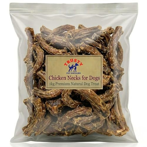 Chicken Necks for Dogs 1kg | Natural Dog Treats | Low Fat, High Protein Chicken Dog Treats | Hypoallergenic & Grain Free | Joint Aid Collagen Chews | Trusty Pet Supplies