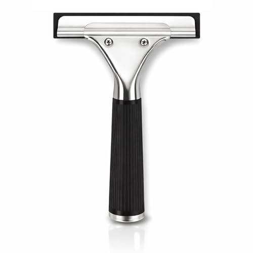 HUZNA Limpiacristales de Mano 15cm, Rasqueta para Cristales y Ventanas en Color Negro, Escobilla para Mamparas de Ducha, Espejos y Azulejos del Baño, Diseño Compacto y Ergonómico