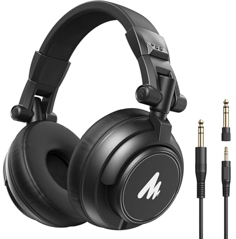 Maono Studio Closed Back Dynamic Headphones 3.5mm & 6.35mm Jack Plug for podcasting, music production, streaming and more
