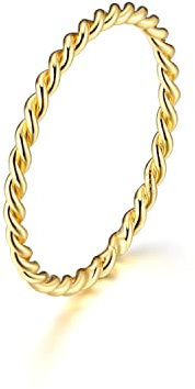 SILBERTALE Anello Donna Uomo Argento 925 Per Nocche Per Le Donne A Fascia Sottile In Corda Impilabili Pinky Index Medio Finger Thumb Ring Comfort Fit