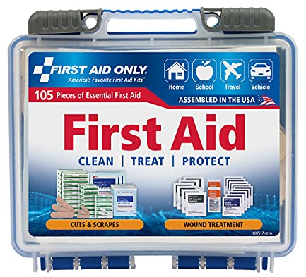 First Aid Only 91249 On-The-Go All-Purpose Emergency First Aid Kit for Car, Travel, Home and Business, 105 Pieces