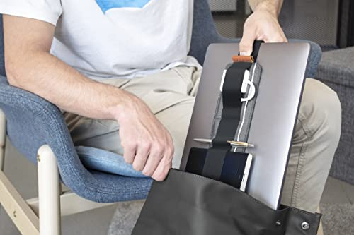 Beblau Slim | tragbarer elektronischer Organizer zum Anbringen an Laptop und Notebook | Rucksack- und Desktop-Organizer für Büro, Zuhause und Schule | Arbeiten im Homeoffice | Dark