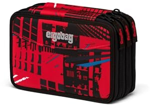 ergobag Maxi Mäppchen Set 40-Teilig, Lyra Bunt- und Filzstifte, Kleingeld Fach, Lineal, Schere AlarmBärreitschaft - Rot