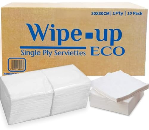 Mega Packaging White Serviettes Paper Napkins [5000-Pack] (30 x 30 cm) 1-Ply Strong Paper Serviettes, Super Soft Paper Tissues, Cocktail Napkins, Disposable Napkins