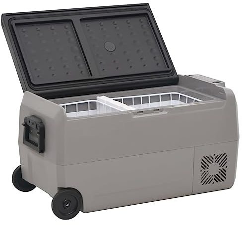 vidaXL Borsa Frigo con Ruote e Adattatore Nera e Grigia 50 L PP e PE