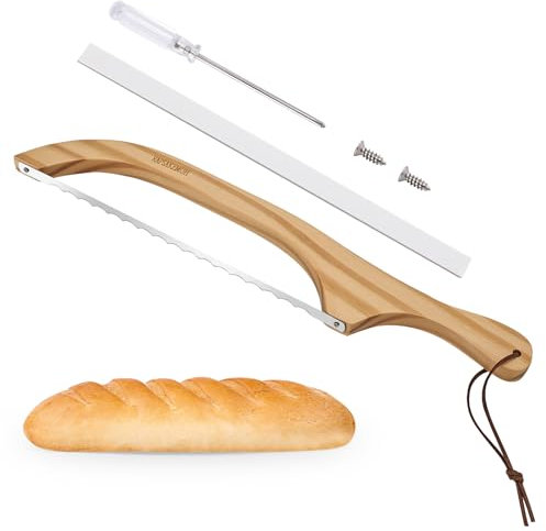 RAPSAKEMOH Sourdough bread knife, Bread slicer for homemade bread,15.7 Serrated, Bow Design, Easy Cutting, Suitable for More Foods