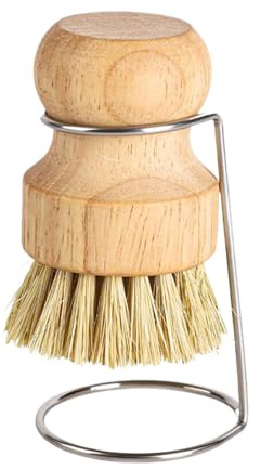 Cepillo de lavado para vajilla | Cabezal limpiador con mango de madera y soporte escurridor | Cepillo para fregadero | para sartenes Estufas Azulejos Baño