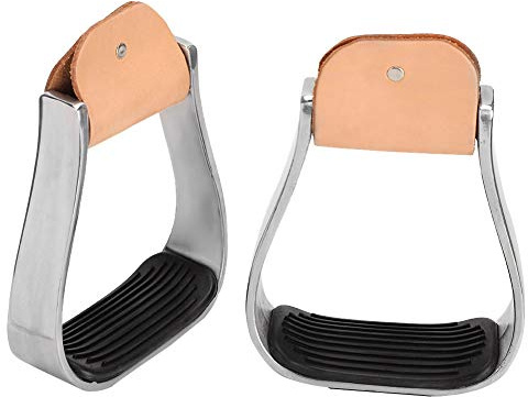 Stylebest Staffe per Equitazione, Finimenti per Sella Western in Alluminio con Parte Superiore in Vera Pelle di Vacchetta e Cuscinetto in Gomma Antiscivolo, per Allenamento e Prestazioni