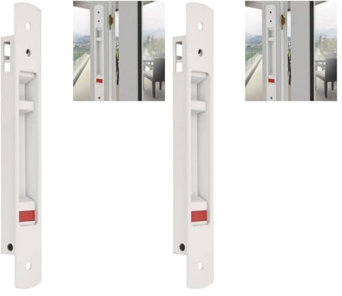 Amig 22660 Chiusura finestre e Porte scorrevoli MOD.3850 | Serratura a Gancio da Incasso | in Alluminio Finitura Bianca | Dimensioni: 190 x 29 mm (Confezione da 2)